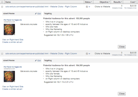 Experimento 1 - posteo 1